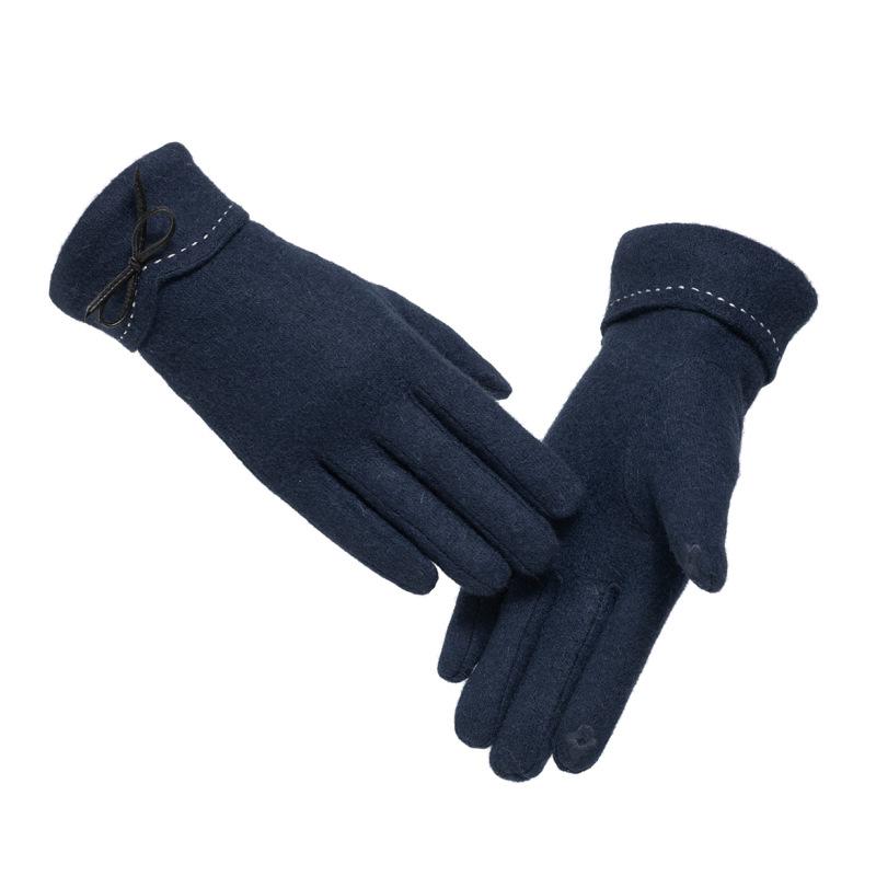Gloves women's autumn and winter cute velvet thickened warm cashmere five fingers