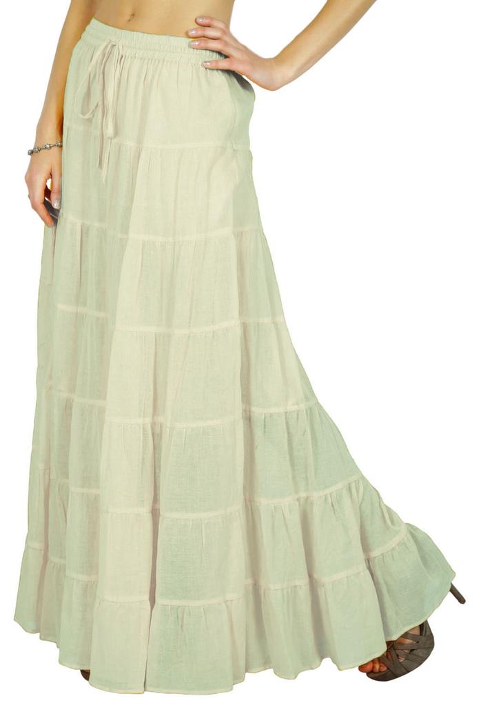 Phagun Damen Sommer Baumwolle Ziegelrot Rock Ethnisches Design Kordelzug Taille -