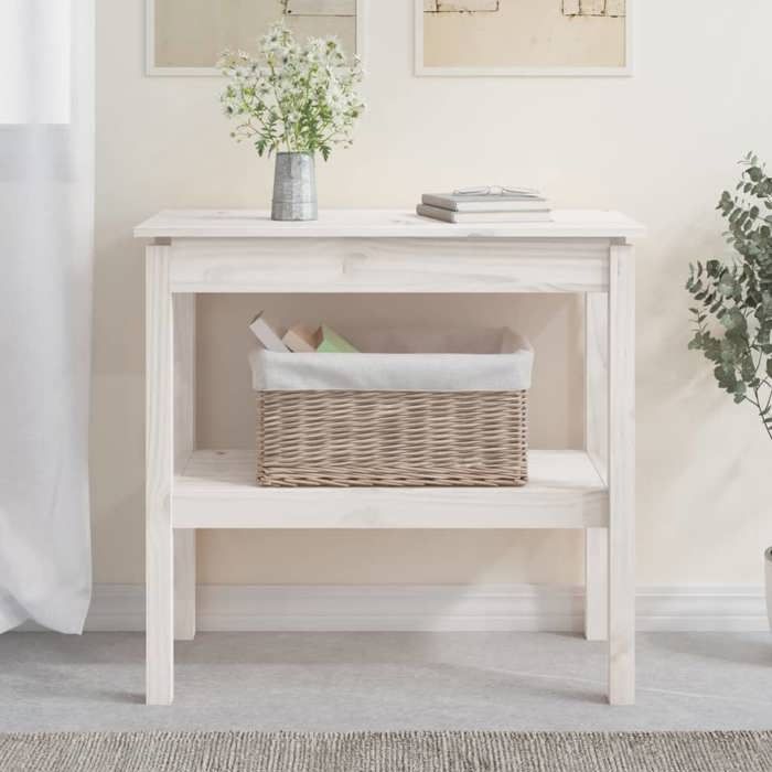 VidaXL Console Table White 80x40x75 Cm Solid Pine Wood 814305