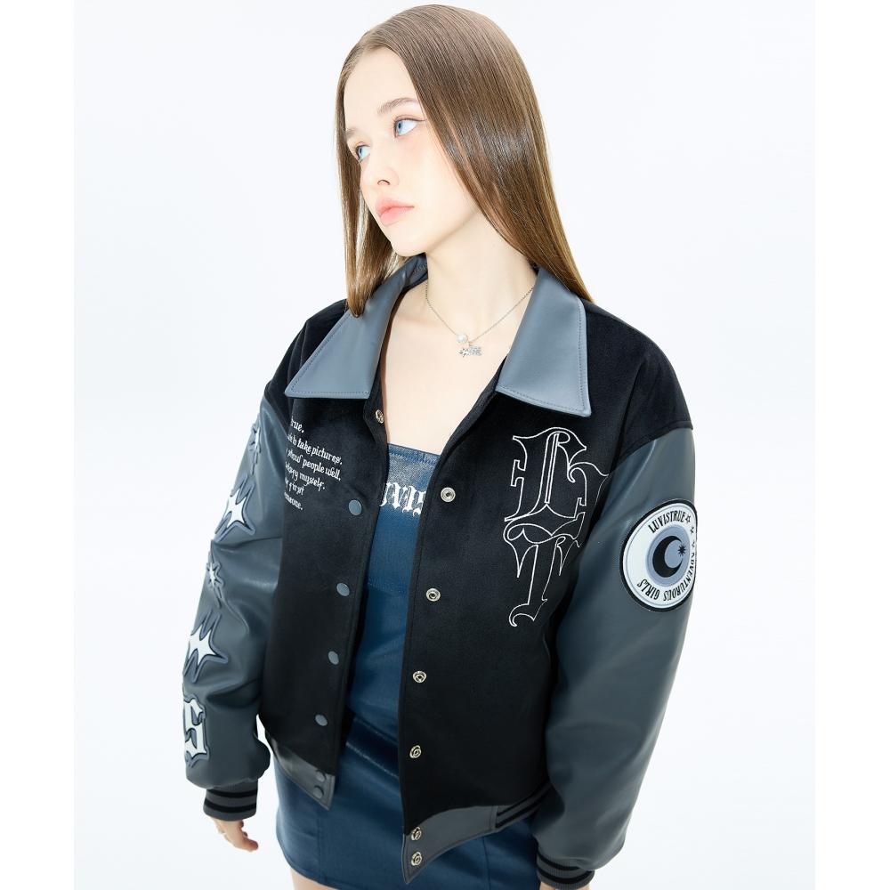 

LUV IS TRUE MZ LVT VARCITY JACKETCHARCOAL