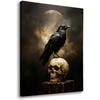 YLZlhb Vintage Gothic Halloween Crow Skull Wall Art Decor, Dark Academia Black Raven Framed Canvas Prints, Spooky Gothic Halloween Wall Art