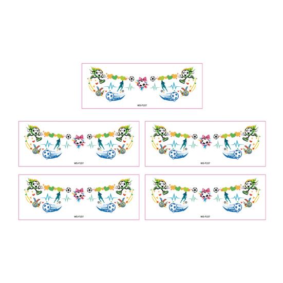 5Pcs Soccer Face Stickers for World Mug, Football Fan Temporary Tattoos, Waterproof Cheering Body Art Decals for Game Day