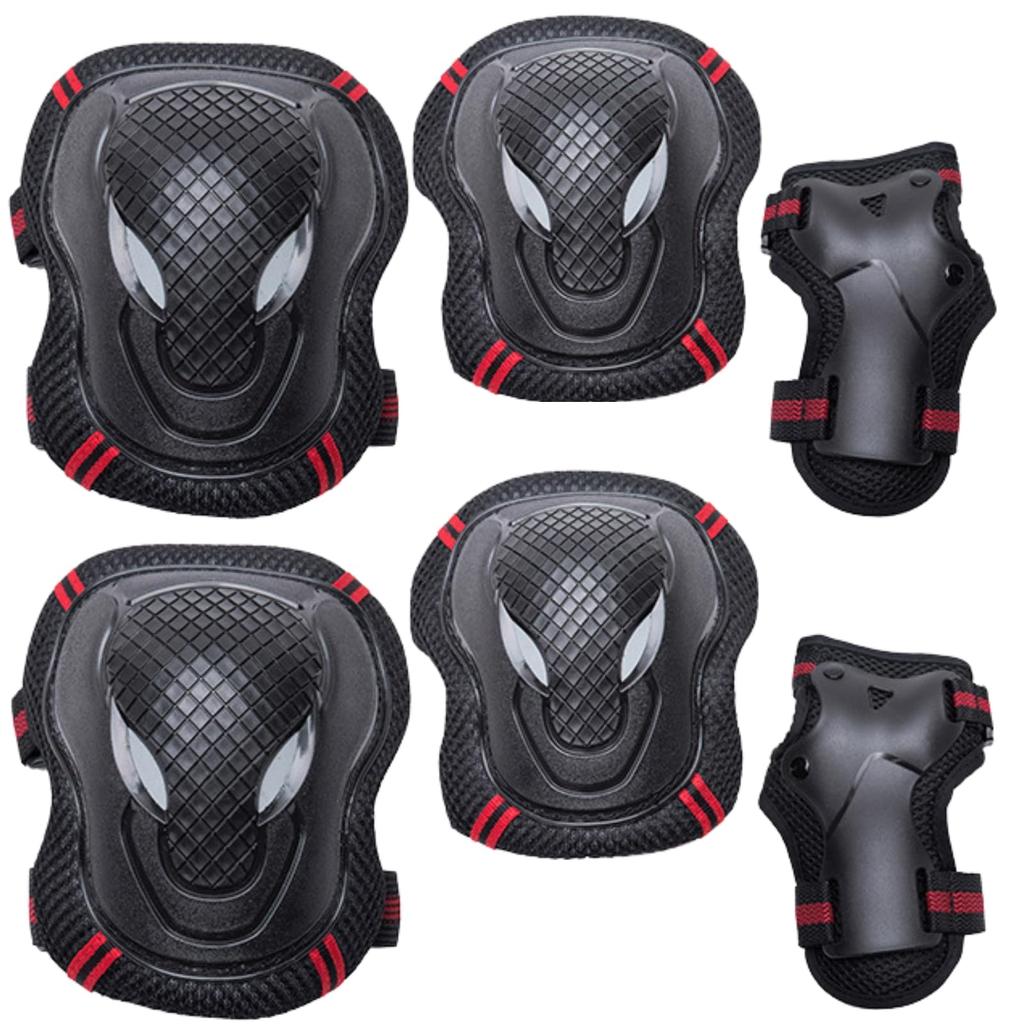 cocoriko Protector Set for and Includes and Knee Pads for Kids and Adults Size 6-Piece Skateboarding, Bicycles, Kickboards, Wrist, Elbow, (Red, L)