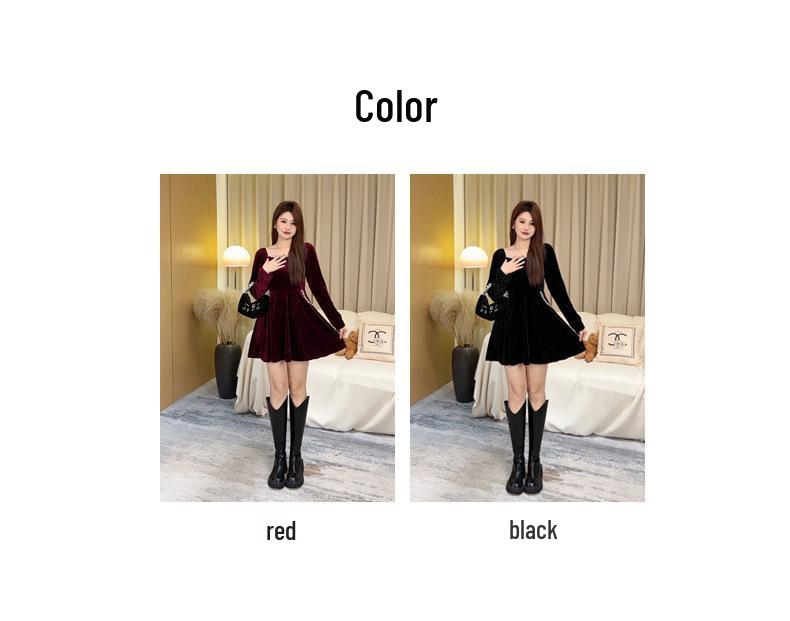 2025 Spring Velvet Plus Size Loose Dress - High-End Petite Style from Internet Celebrity Douyin Live