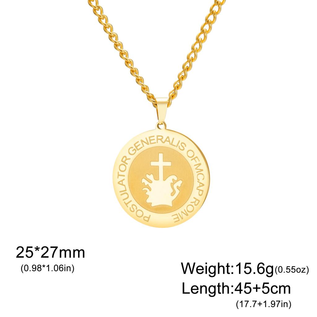 Lucktune Saint Padre Pio Pendant Necklace Women's Stainless Steel Necklace Catholic Religious Amulet Jewelry Pray For Us Gifts