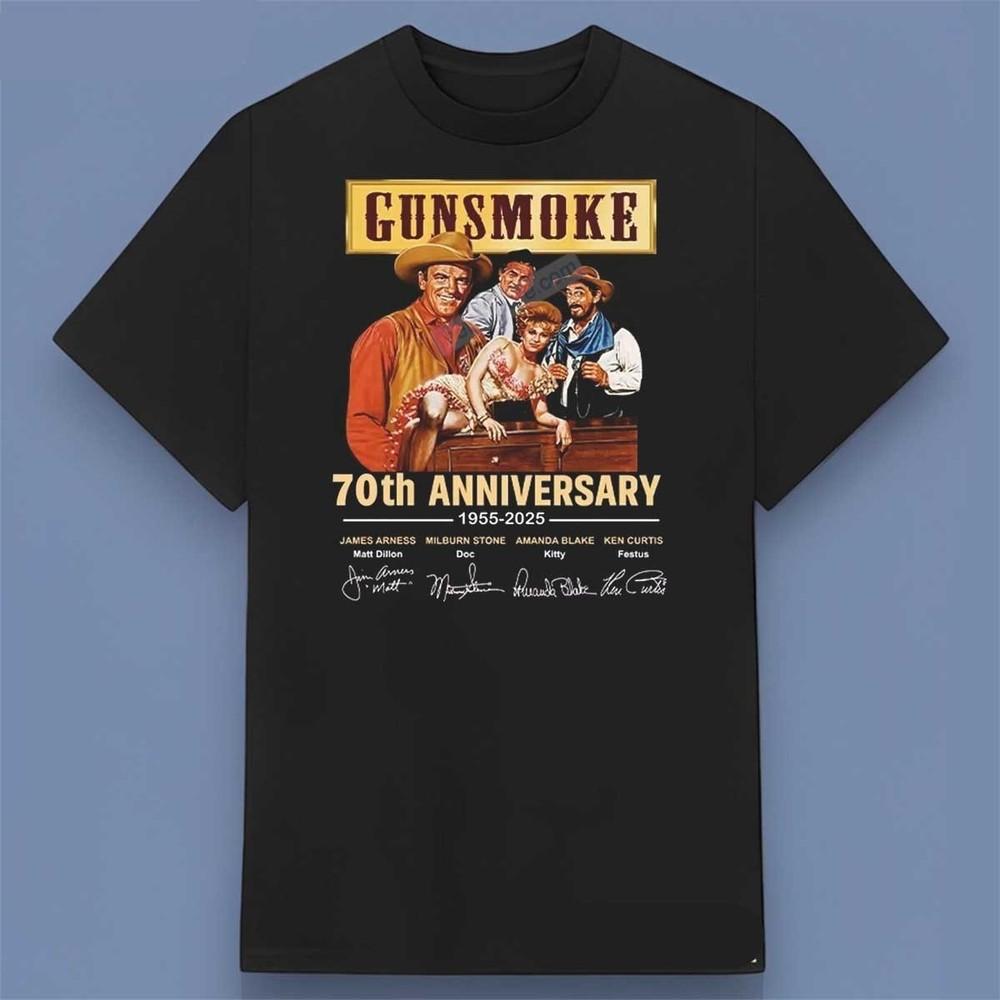 Gunsmoke 1955-2025 70th Anniversary Signatures Shirt Size S-4XL Unisex T-Shirt S