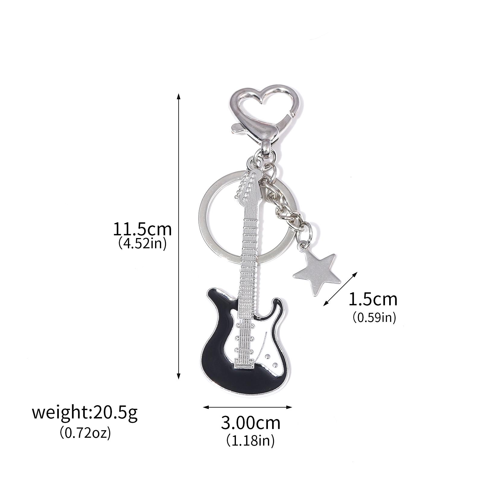 Y2k Guitar Love Heart Keychain For Men Women Star Fashion Keychain Cool Trendy Fashion Pendant Rock Punk Accessories Gift
