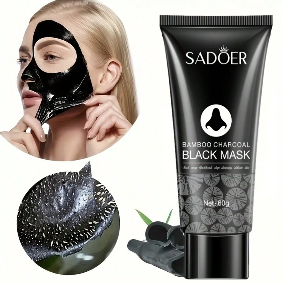 60g/1 Tube Bamboo Charcoal Face Mask + 10pcs/Box Blackhead Nose Strips Deep Cleansing Kit - Pore Cle