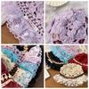 Handmade Crochet Bucket Hat Summer Weave Basin Caps Sweet Beads Knitted Hat  Girls