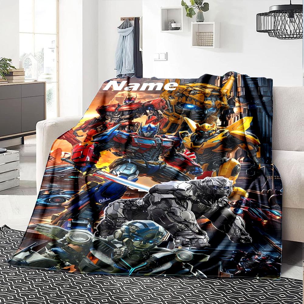Custom Name Transformers Theme Printed Blanket - Perfect for Couch, Bed, Travel & Outdoor Use | Machine Washable, Cozy & Durable.