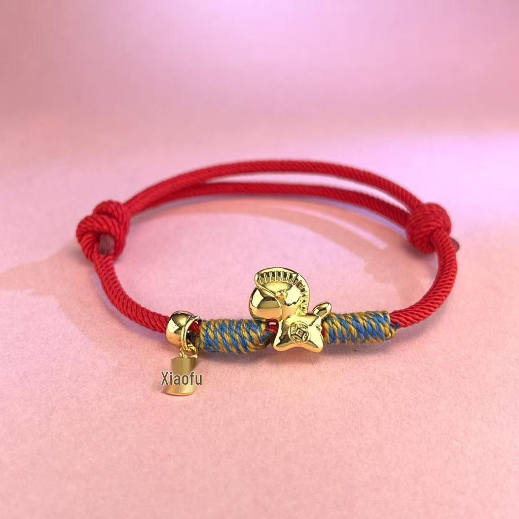 999 Sterling Silver Zodiac Red String Horse Bracelet