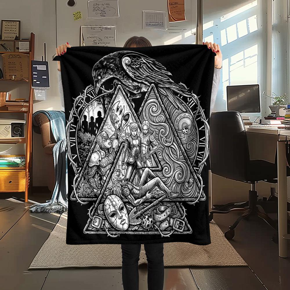 1PC Jojo'S Bizarre Adventure Patterned Flannel Blanket Suitable For All Seasons For Home Decor Warmth And Comfort Gifts Holiday Present