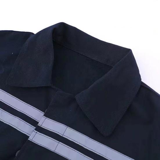 2Pcs/Set High Visibility Working Jacket Pants Set Lapel Long Sleeve Zipper Placket