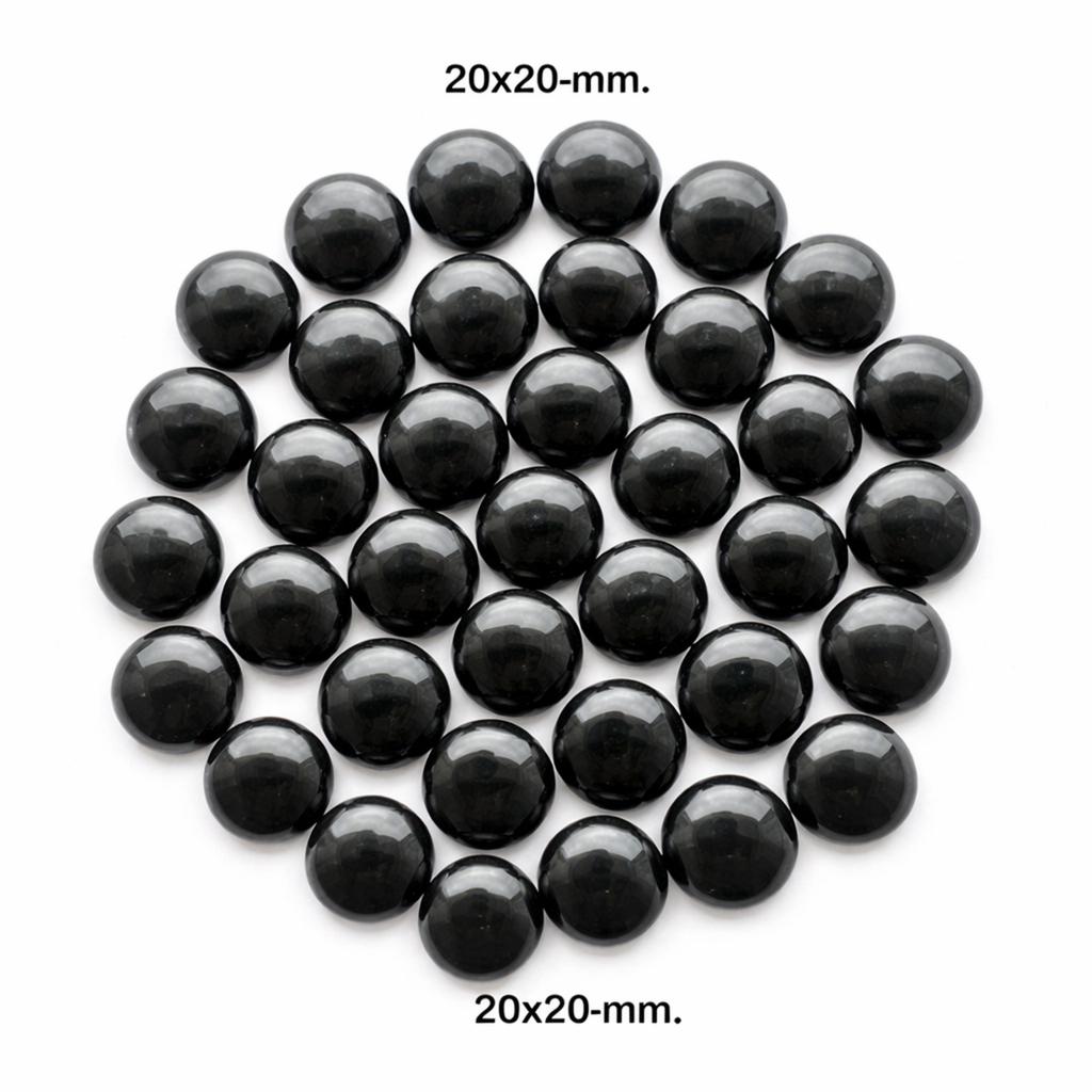 Black Onyx Round Cabochon – 20x20 mm Natural Smooth Flat Back Gemstone for Jewelry Making