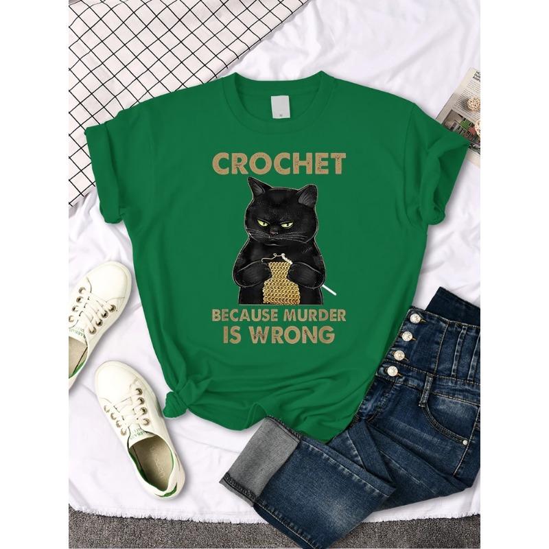 Crochet Because Murder Is Wrong Printing Female Tshirts Manga Summer T-shirt Summer Slim Tees Shirts Sports Slim Women T Shirts