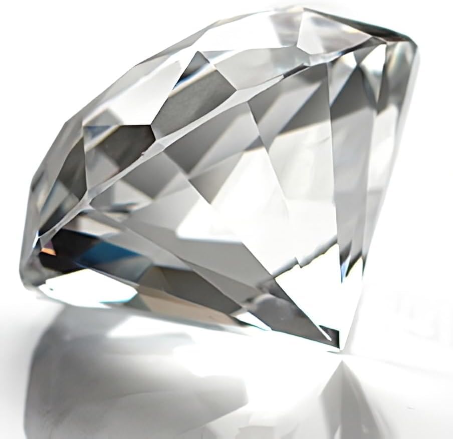 

Transparent Diamond Crystal 100mm and 9K Anniversary Paperweight, 80mm, Gold, Clear, Ornament, Gift, (100mm)