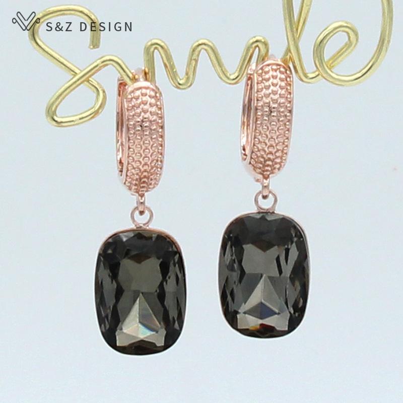 

Классические простые прямоугольные серьги-капли с кристаллами для женщин, свадебные украшения, розовое золото, вечерние модные элегантные серьги