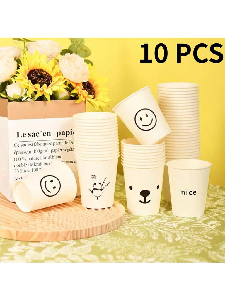 Simple Style Paper Cups, Thickened Office Home Commercial Drinkware,Anti-Slip Anti-Leak 250ML, for Family Dinner Outdoor Camping