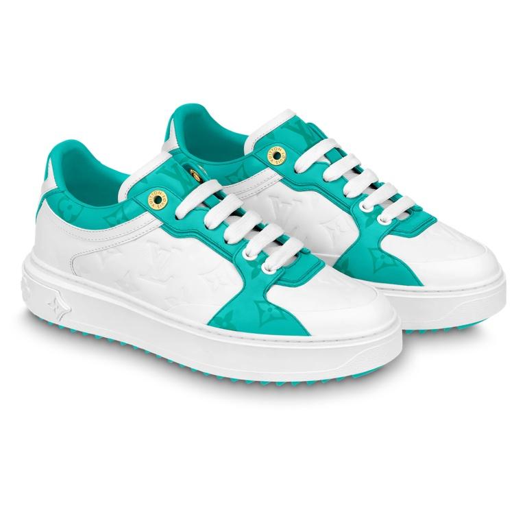 (WMNS) LOUIS VUITTON Time Out Sneakers 'White and Teal Monogram' Women's 1AB349