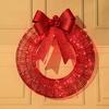 Lighted Christmas Wreath Battery Operated Pre-Lit Wreath with Large Bow And LED Lights for Indoor Outdoor Christmas Holiday Yard Garden Porch Decor