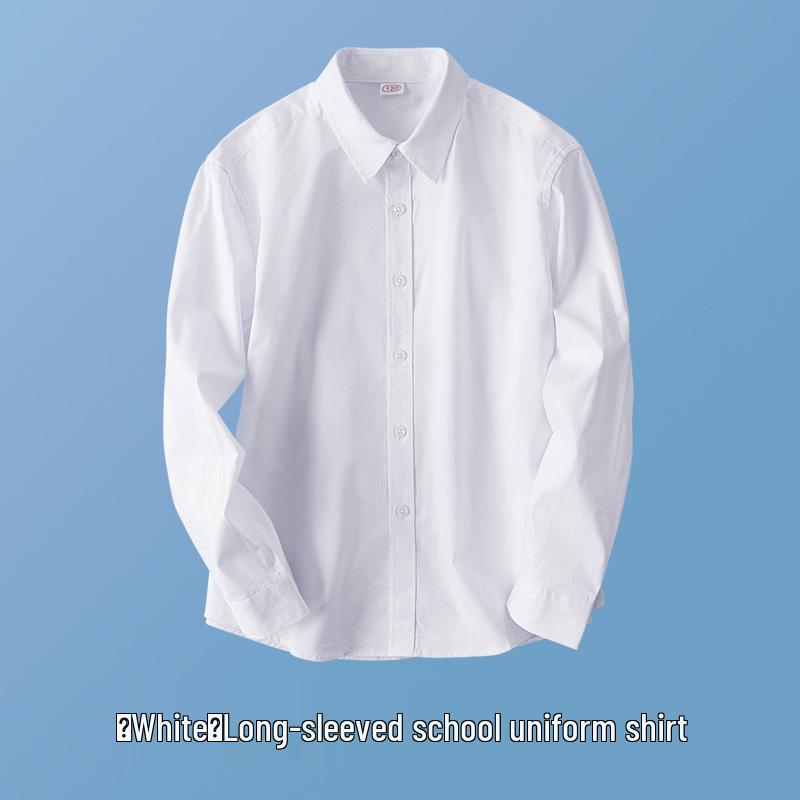 

Белая хлопковая рубашка с длинным рукавом для мальчиков - школьная форма и одежда для выступлений 170cm белый