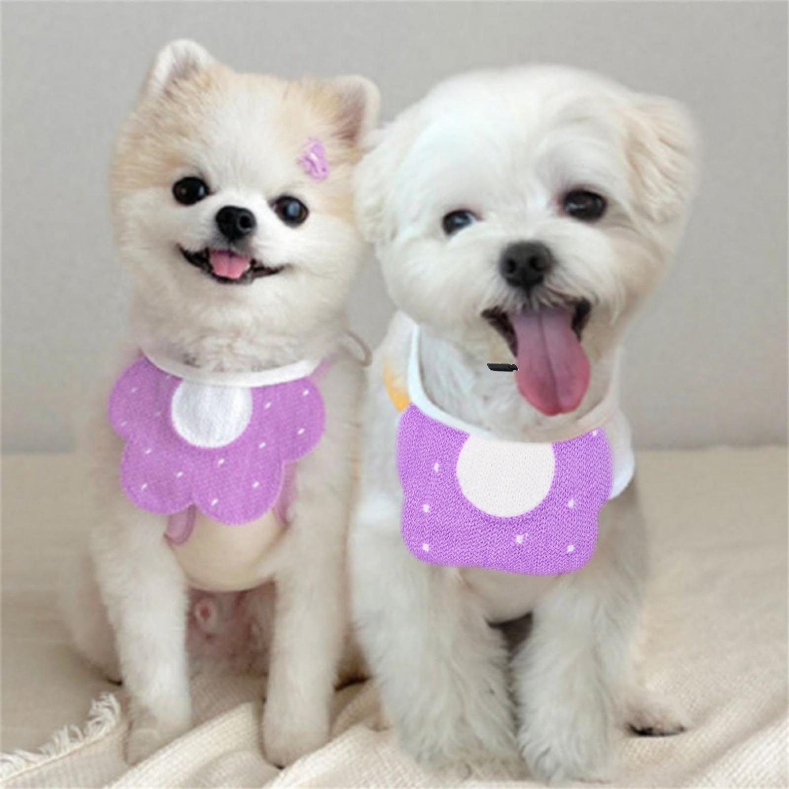 

Бандана для собак треугольная повязка, шейный платок для домашних животных, шарф, моющиеся нагрудники, шейный платок, решетчатый шарф, полотенце для слюны, аксессуары для домашних животных One Size фиолетовый