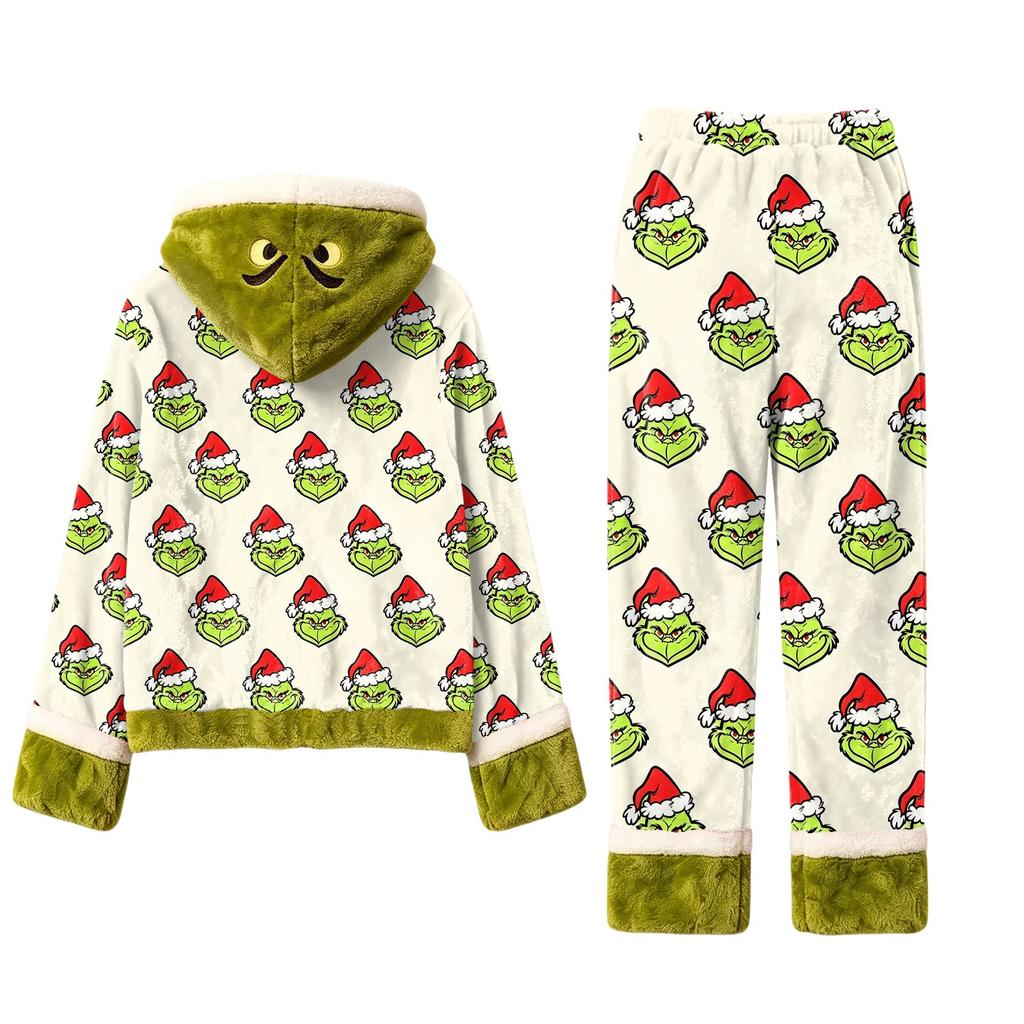 Women's Casual Loose Fit Hooded Pajama Set -Lined Loungewear with Pants for Winter