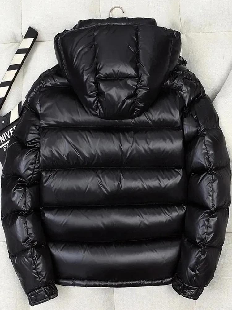 Brand White Duck Down Coats Man Winter Fashion Solid Zipper Outwears Thicken Down Jacket Men Casual Hood Shiny Warm Loose Parkas