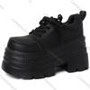 Fashion Comemore British Style Height Increase Loafers New Thick Bottomed Lace-up Leather Pumps Black Chunky Heel Mary Jane Single Shoes