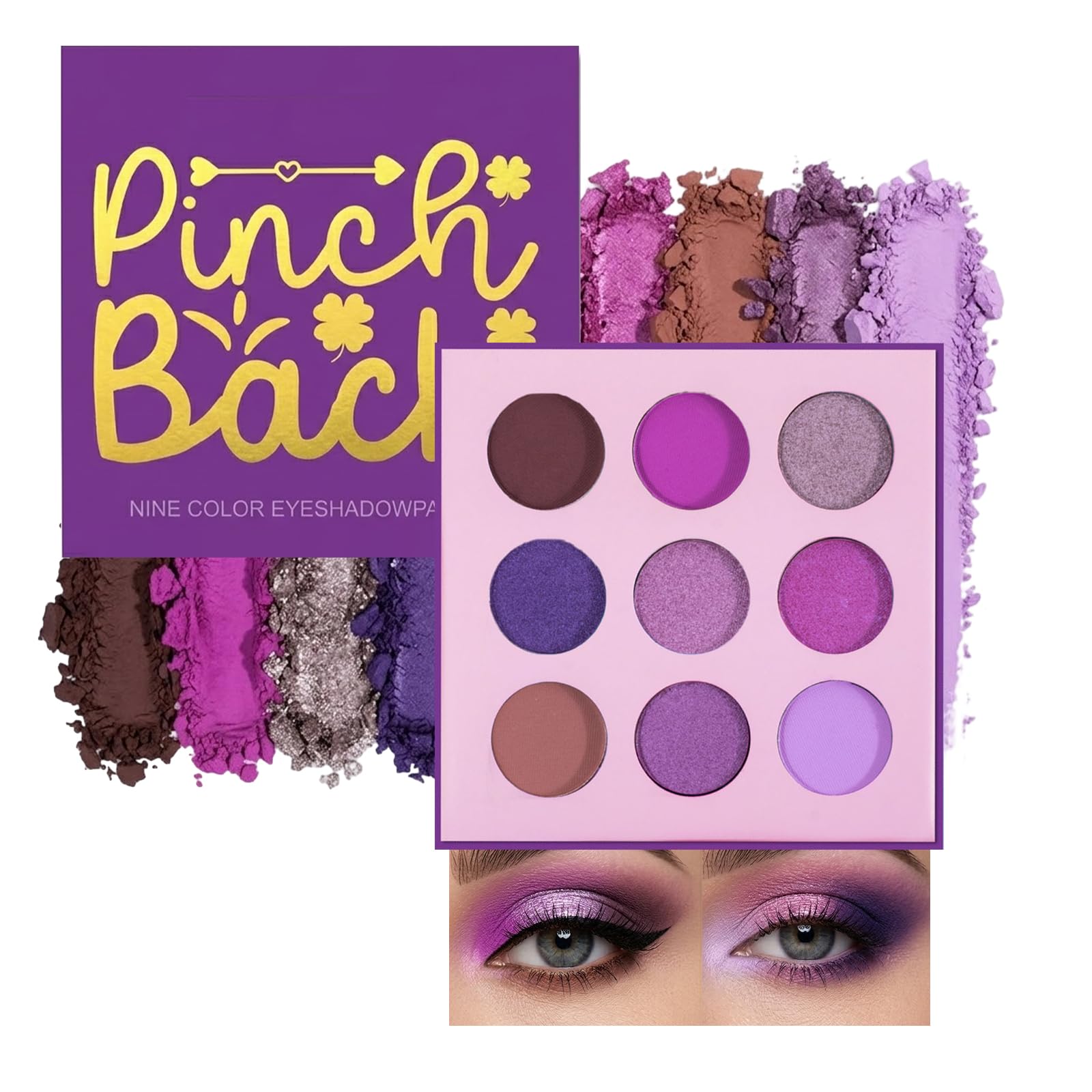 Erinde Палитра теней для век Punk Purple Glitter Палитра теней с блестками Матовые тени для век Водостойкие Отлично смешиваются Милый фиолетовый - и 9-цветная - и