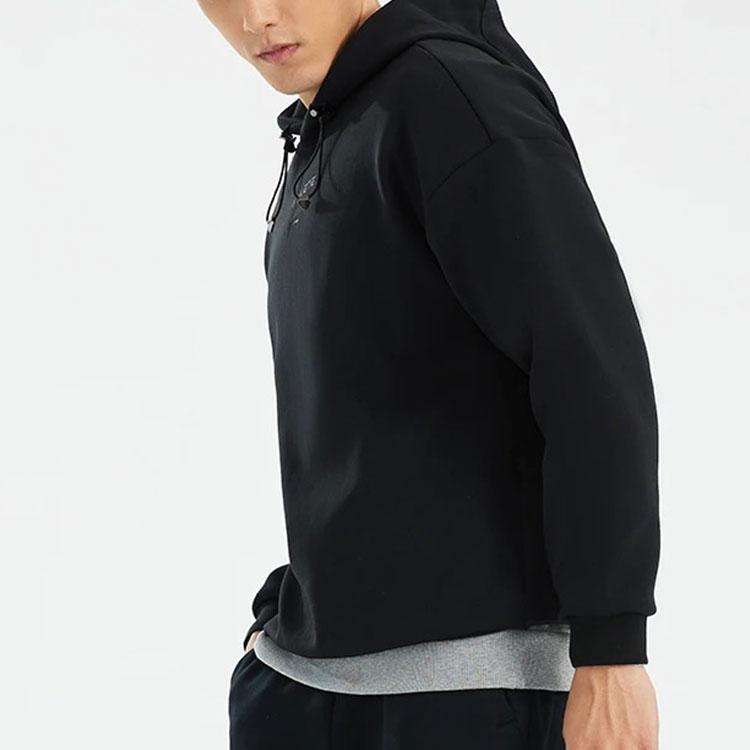 Li-Ning Fitness Series Solid Color Loose Hoodie Men Tops Black AWDS001-1