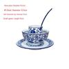 Blue & White Ceramic Tableware Set: Large 4-Piece with Rice and Small Soup Bowls, Plates for Farmhouse Dining.