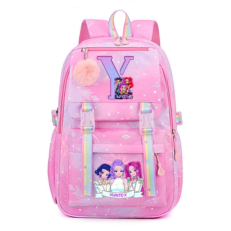 Anime Cartoon Letter Print Small Fresh Rainbow Backpack Korean Version Trend Student Large Capacity Schoolbag