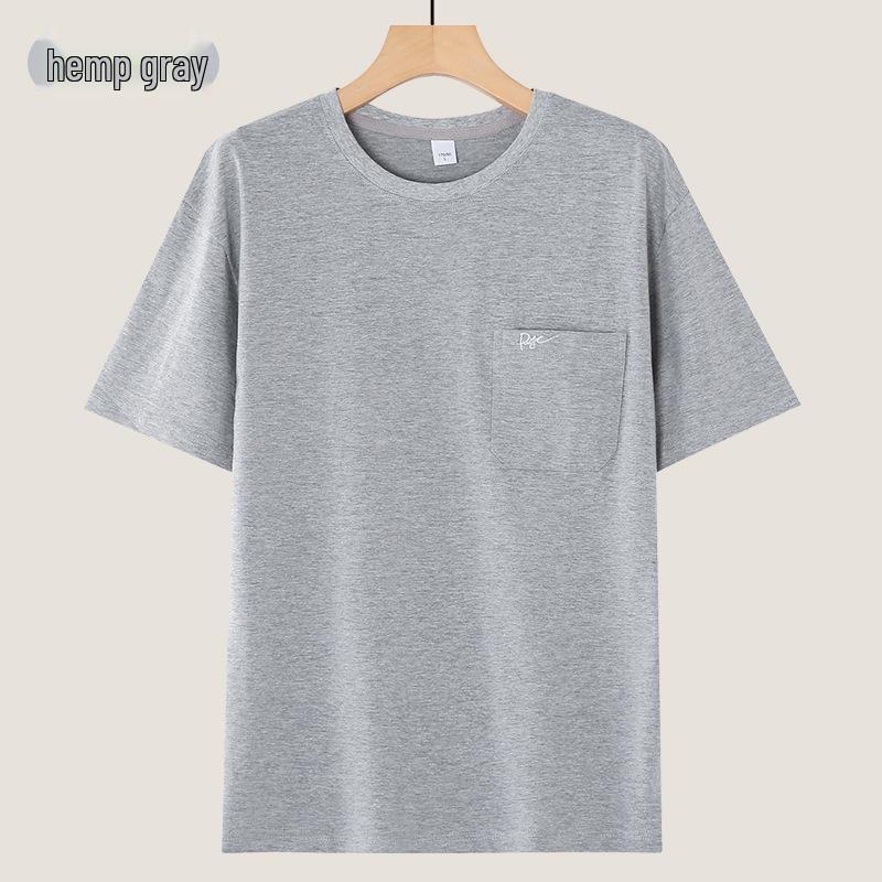 Herren Kurzarm T-Shirt aus reiner Baumwolle mit Tasche - Ideal für Mittelalte & Ältere