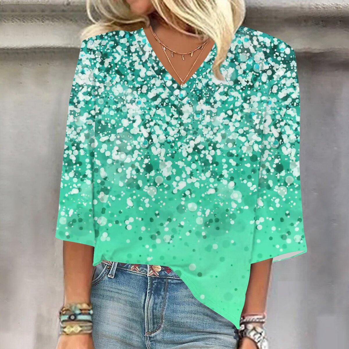 

2023 Весенне-осенний новый модный топ с рукавом 3/4 и принтом