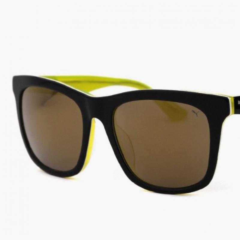 Puma Pu0088sk 001 Ripper Square Horn Rimmed Over Asian Fit Mirror Sunglasses