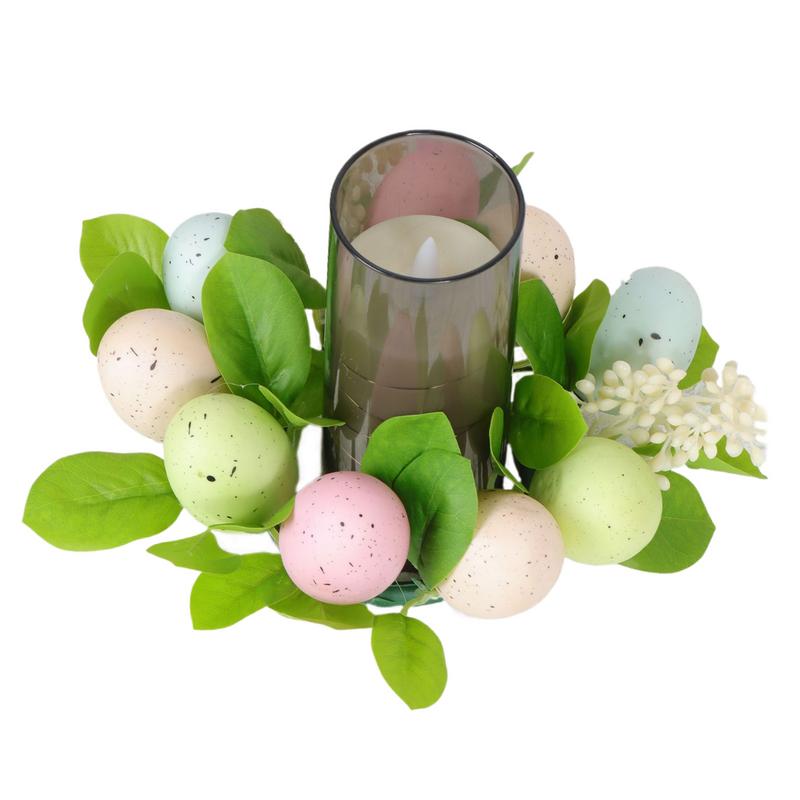 Candy Color Egg Candle Holder Flower Wreath Easter Party Decoration Desktop Home Centerpieces Table Arrangement Candles Wreath