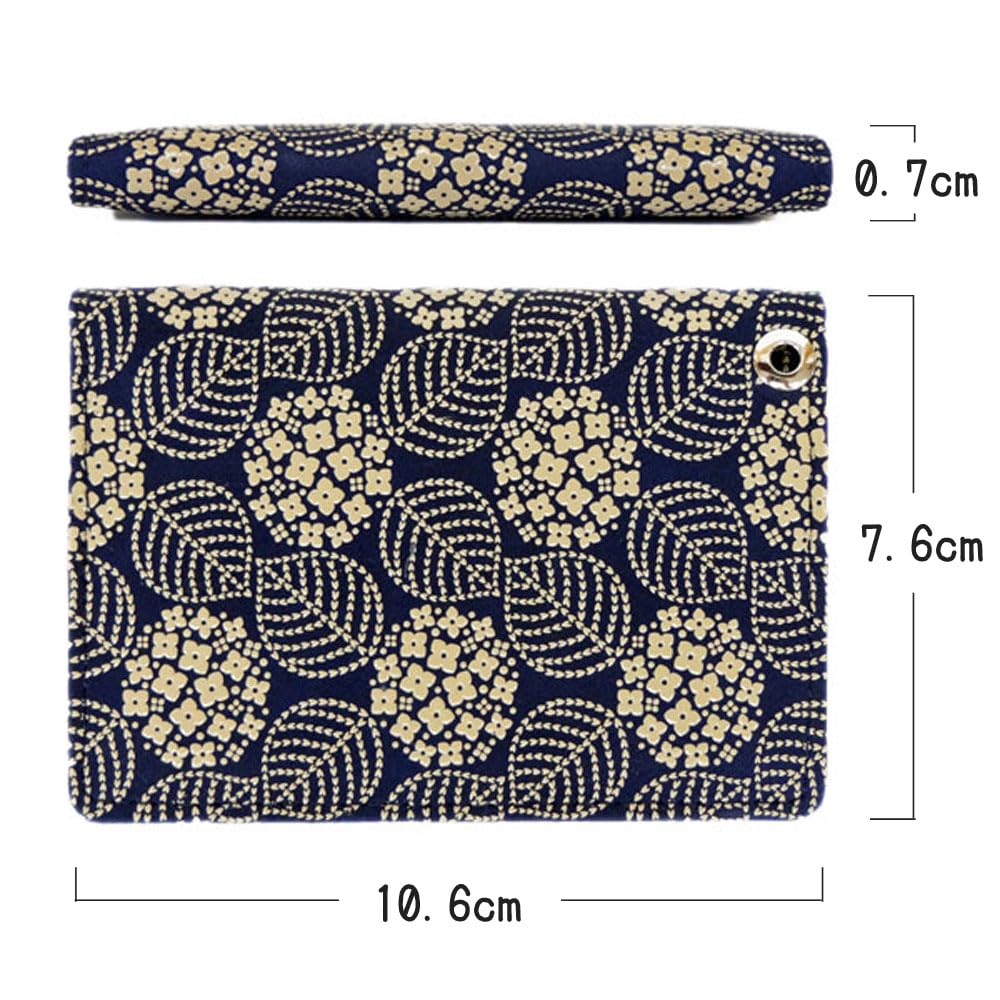 Držák průkazu Inden pro dojíždění 2527 průkazů G námořnická modrá jelení kůže x bílý lak hortenzie vzor xx 07cm průhledná kapsa 2 [Indenya] skládací 10,6 cm