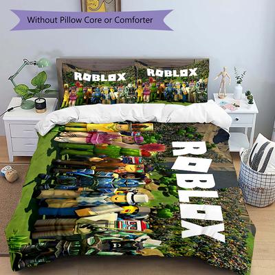3Pcs Roblox Adventure Quests Bedding Set Soft Fabric Duvet Cover Pillowcases Christmas Xmas Halloween Gift 1 Duvet Cover 2 Pillowcase S129