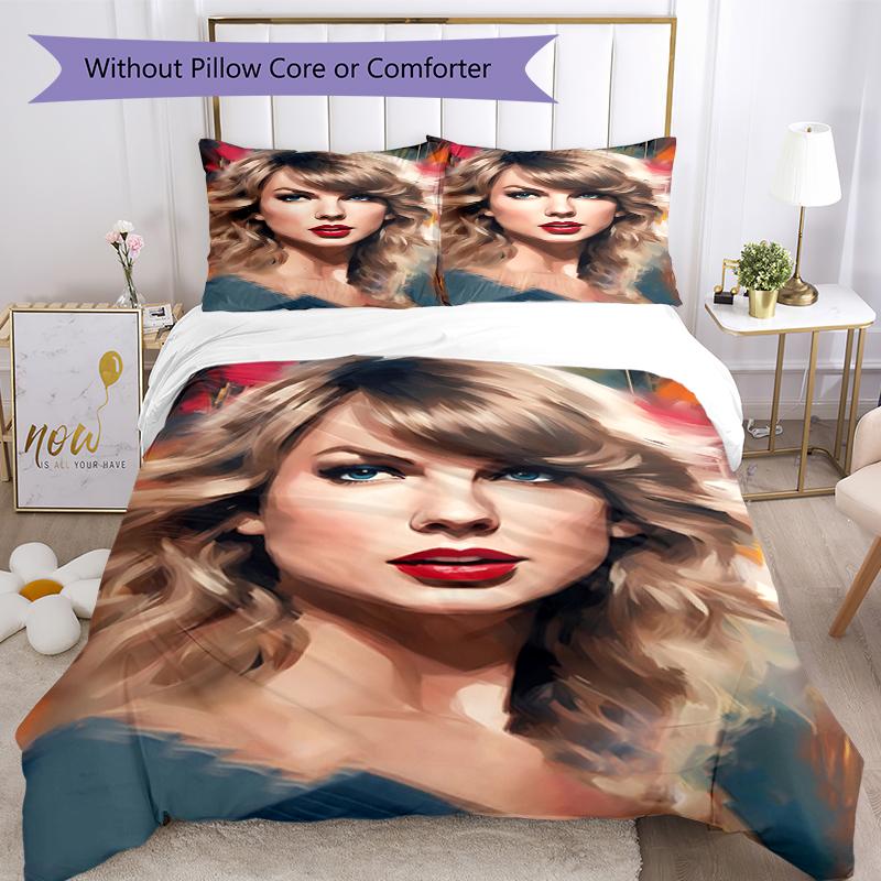 3pcs Taylor Swift Bedding Set Duvet Cover Closure Includes 1 Duvet Cover & 2 Pillowcases, Soft and Comfortable for All Seasons.