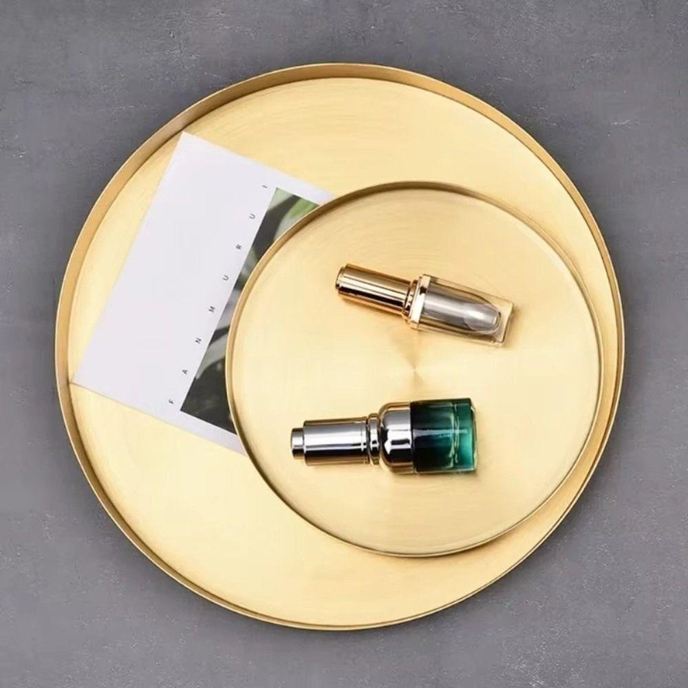 12.5/20/30cm Metal Decorative Trays Stainless Steel Jewelry Display Plate Tableware