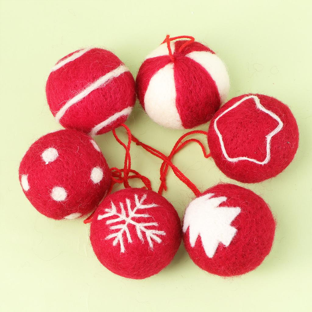 6Pcs Colorful Wool Ball Xmas Decorate Hanging Balls Christmas Tree Pendant Ornament for Home Cafe Shop Christmas Pendant