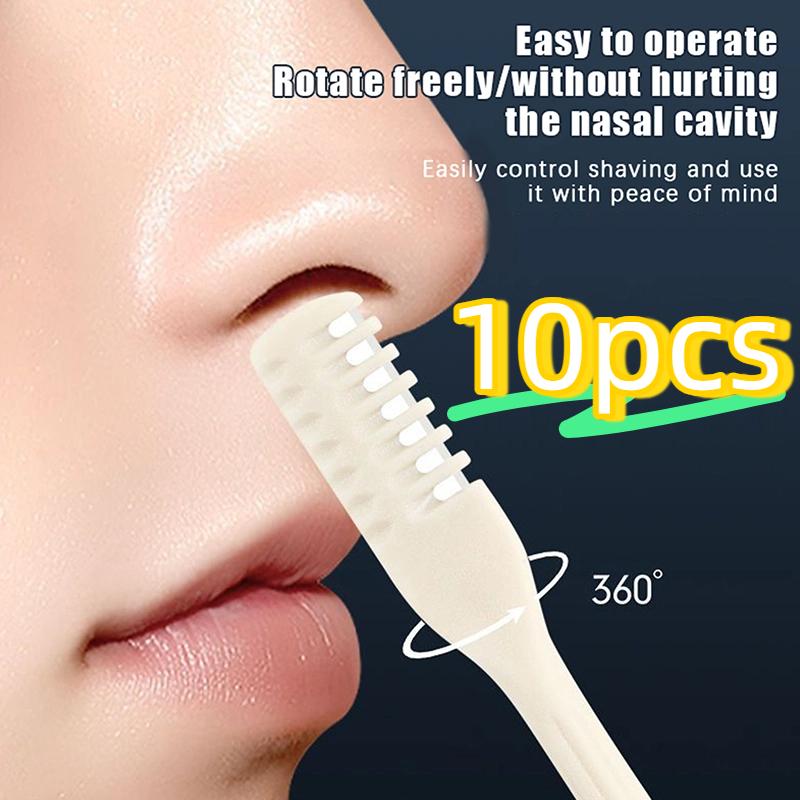 Double Sided 10pcs Nose Hair Knife Manual Nostril Cleaning Nose Hair Trimmer 360 Degree Rotate Nostril Cleaning