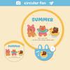 Cartoon Folding Round Fan with Photography Reflector Portable Lightweight Pocket Size Outdoor Travel Camping Summer Handheld Fan