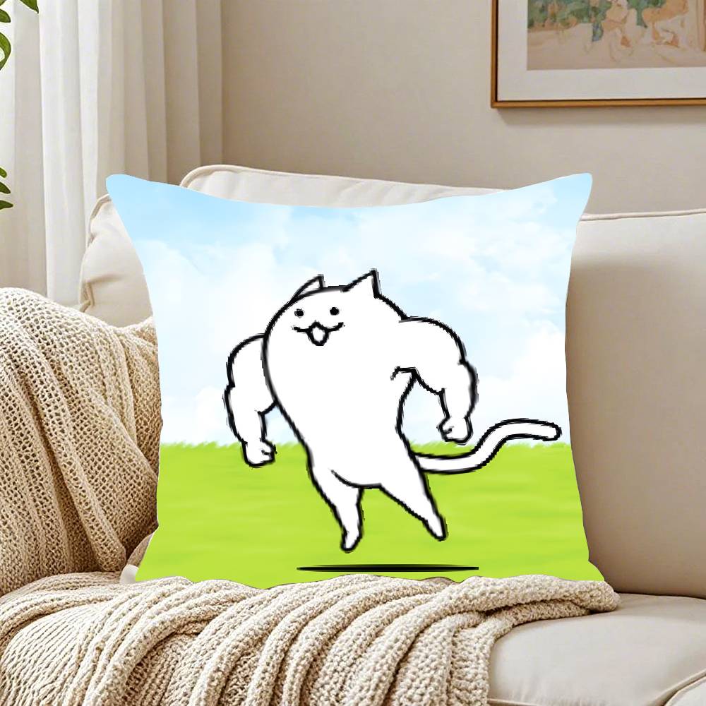 B-Battle Cats Anime Pillow Case Pattern Printed Pillowcase For Living Room Sofa Cushion Cover & Bedroom Decor