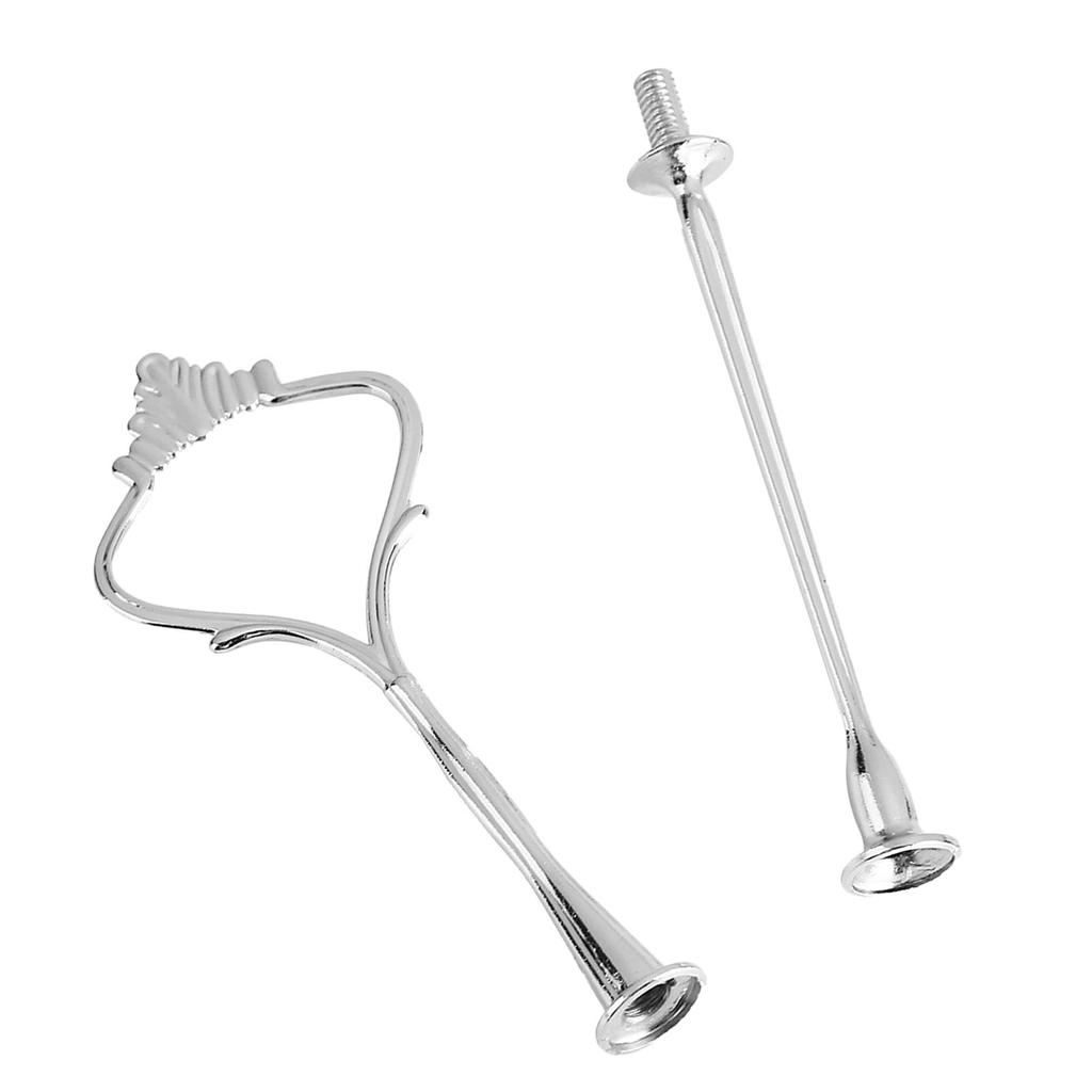 3 Set Cake Plate Stand Handle Hardware 2 Tier Cupcake Tray Fruit Plate Fitting Holder Small Crown Shaped Silver