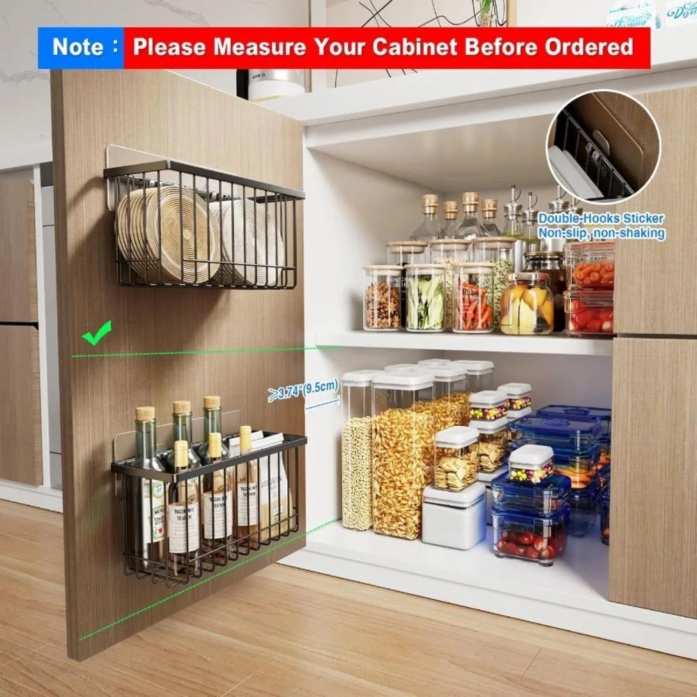 2Pcs Adhesive Cabinet Door Lid Organizer - Food Container & Cup Tumbler Lid Storage, Inside Cabinet Organizer