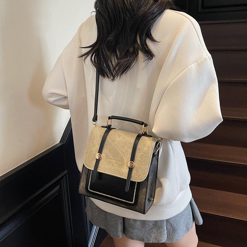 Retro texture portable backpack women's autumn and winter niche single shoulder messenger bag small backpack