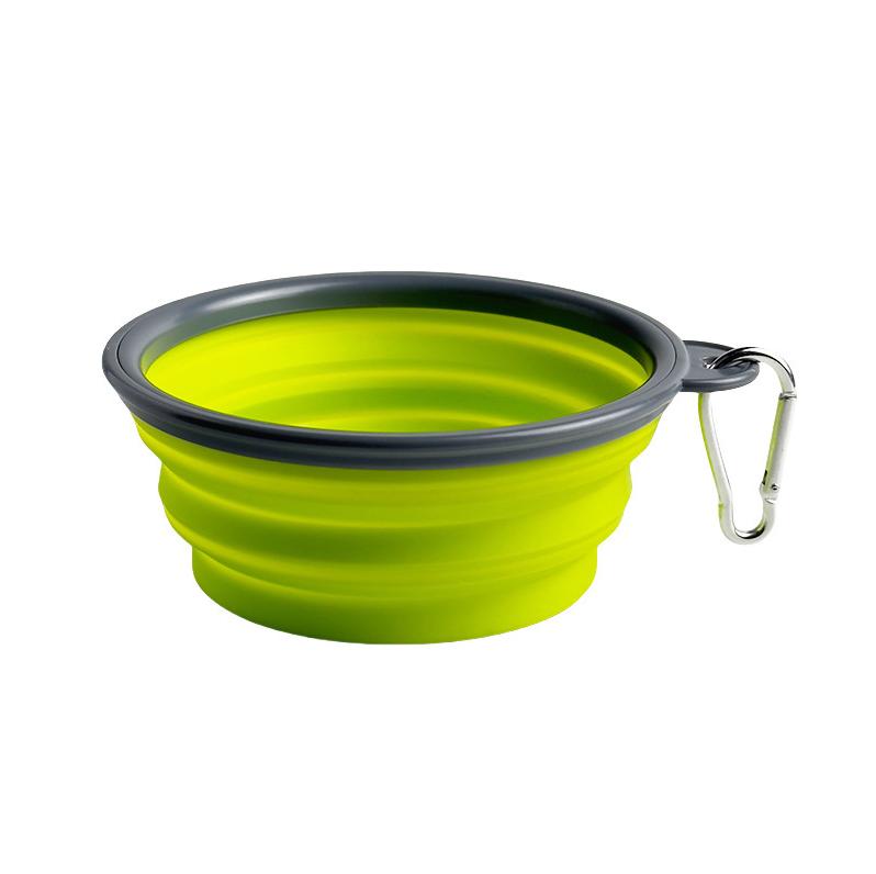 

Pet Folding Silicone Bowl Large Outdoor Pet Travel Bowl Collapsible Dog Food Bowl Water Portable Puppy Food Container Feeder 350ml желто-зеленый