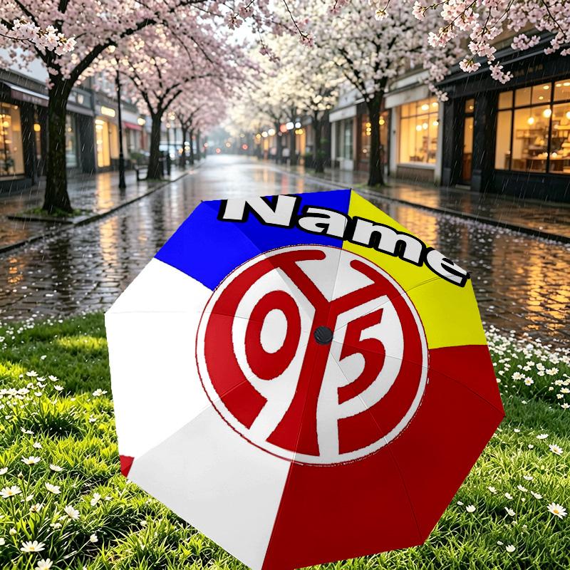 Custom Name Personalized 05 1FSV Mainz 05 Print Umbrella, Auto Open Close, 8‑Rib Sturdy Frame, Commute Camping Hiking Use, Birthday Gift